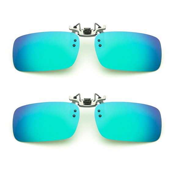 TOP-MAX Myopia Glasses Clip, Polarized Sunglasses Clip, Polarized Lenses and UV400 Protection (2pcs, Blue-Green-Large)