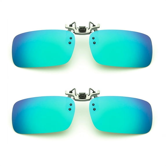 TOP-MAX Myopia Glasses Clip, Polarized Sunglasses Clip, Polarized Lenses and UV400 Protection (2pcs, Blue-Green-Medium)