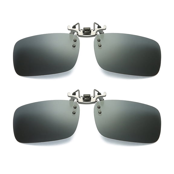 TOP-MAX Myopia Glasses Clip, Polarized Sunglasses Clip, Polarized Lenses and UV400 Protection (2pcs, Dark Grey-Medium)