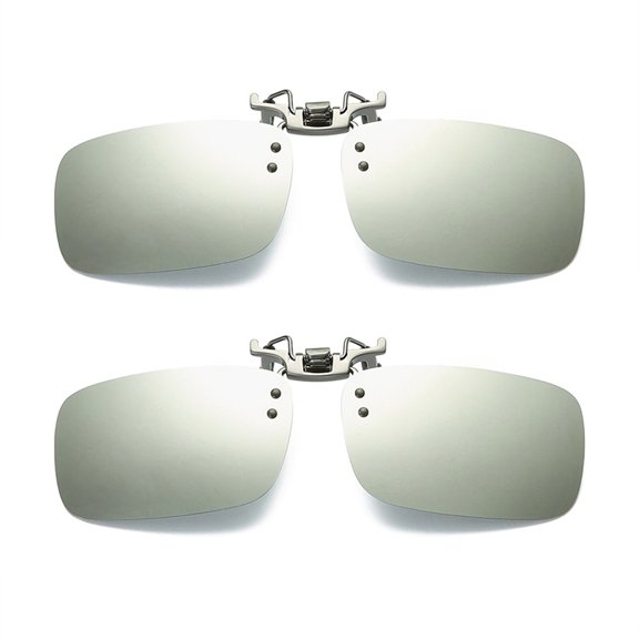 TOP-MAX Myopia Glasses Clip, Polarized Sunglasses Clip, Polarized Lenses and UV400 Protection (2pcs, Silver-Large)