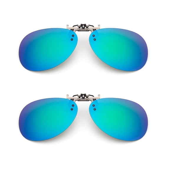 TOP-MAX Outdoor UV Resistant Polarized Glasses Clip for Men and Women, Compatible with Myopia Sunglasses (2pcs, Blue Green)