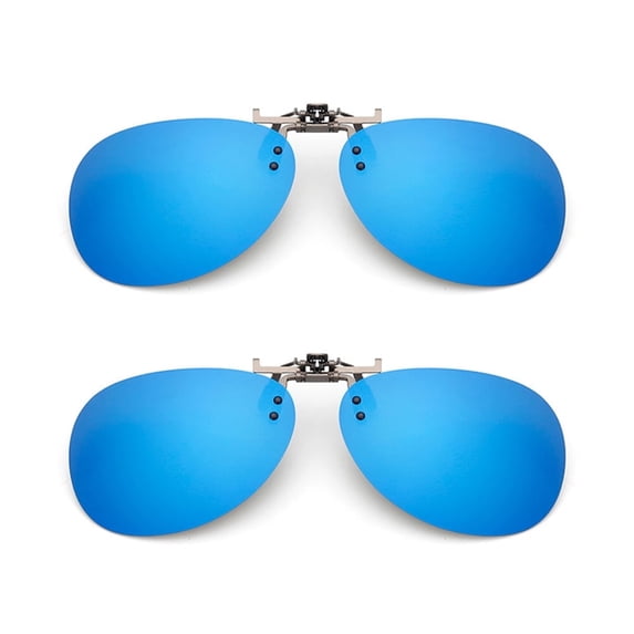 TOP-MAX Outdoor UV Resistant Polarized Glasses Clip for Men and Women, Compatible with Myopia Sunglasses (2pcs, Blue)
