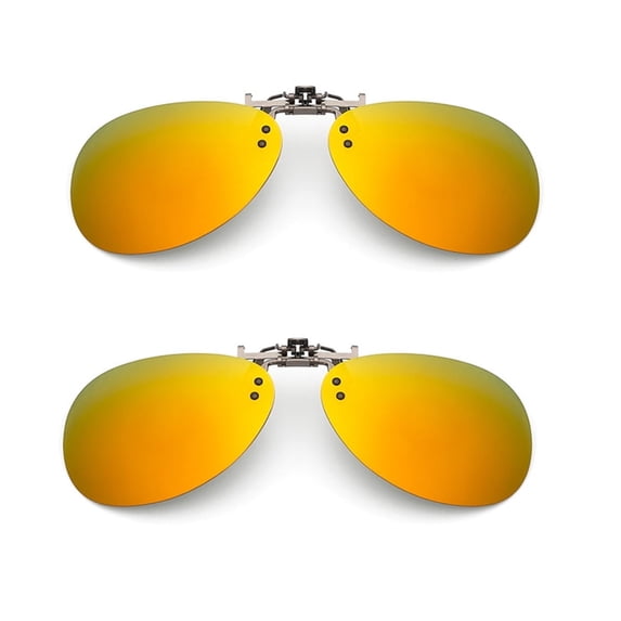 TOP-MAX Outdoor UV Resistant Polarized Glasses Clip for Men and Women, Compatible with Myopia Sunglasses (2pcs, Red)