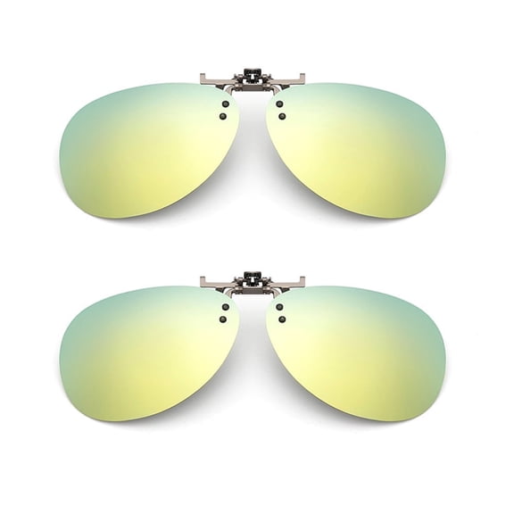 TOP-MAX Outdoor UV Resistant Polarized Glasses Clip for Men and Women, Compatible with Myopia Sunglasses (2pcs, Yellow Green)