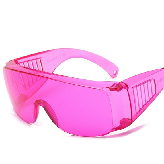 TOP-MAX Over Safety Spectacles, Safety Glasses, One Size, Wrap Around Frame, Clear Polycarbonate UV (Pink)