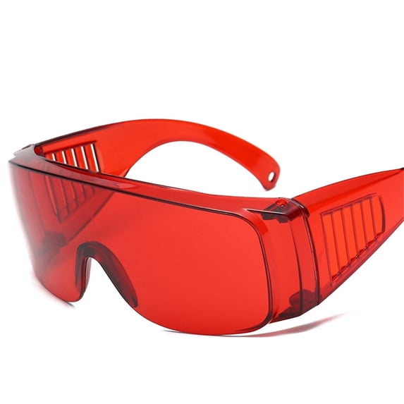 TOP-MAX Over Safety Spectacles, Safety Glasses, One Size, Wrap Around Frame, Clear Polycarbonate UV (Red)