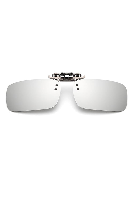 Polarized Clip-On Sunglasses Flip Up Anti-Glare Driving Glasses, UV 400 Protection for Men and Women (1pcs, Silver)