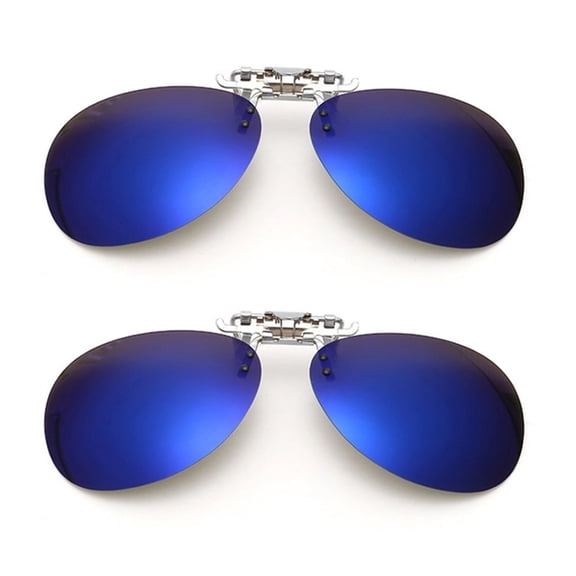 TOP-MAX Polarized Clip on Glasses, Clip-On Sunglasses Polarized Lenses UV 400 Protection Eyewear for Women Men, (2pcs, Blue)