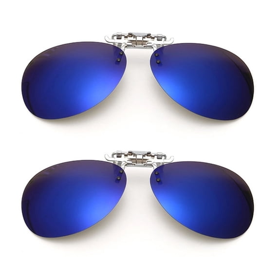 TOP-MAX Polarized Clip on Glasses, Clip-On Sunglasses Polarized Lenses UV 400 Protection Eyewear for Women Men, (2pcs, Blue)