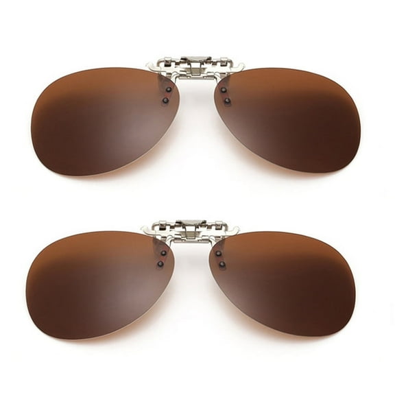 TOP-MAX Polarized Clip on Glasses, Clip-On Sunglasses Polarized Lenses UV 400 Protection Eyewear for Women Men, (2pcs, Brown)