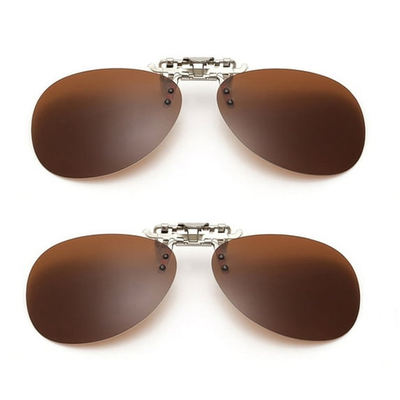 TOP-MAX Polarized Clip on Glasses, Clip-On Sunglasses Polarized Lenses UV 400 Protection Eyewear for Women Men, (2pcs, Brown)