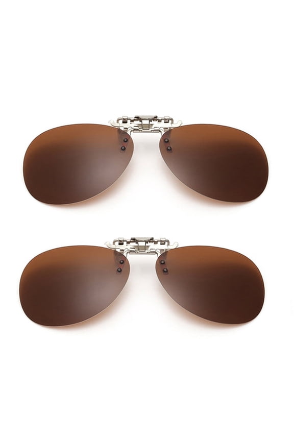 Polarized Clip on Glasses, Clip-On Sunglasses Polarized Lenses UV 400 Protection Eyewear for Women Men, (2pcs, Brown)