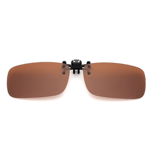 TOP-MAX Polarized Clip on Sunglasses, Polarized Lenses Clip On Driving Glasses UV 400 Protection, Unisex (1pcs, Brown-Middle)