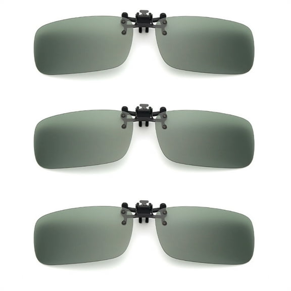 TOP-MAX Polarized Clip on Sunglasses, Polarized Lenses Clip On Driving Glasses UV 400 Protection, Unisex (3pcs, Dark Green-S M L)