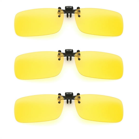 TOP-MAX Polarized Clip on Sunglasses, Polarized Lenses Clip On Driving Glasses UV 400 Protection, Unisex (3pcs, Yellow-S+M+L)