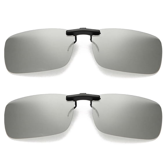 TOP-MAX Polarized Clip on Sunglasses, UV400 Lens Protection Eyes, for Men and Women Travel or Beach Vacation (2pcs, Grey-Middle)