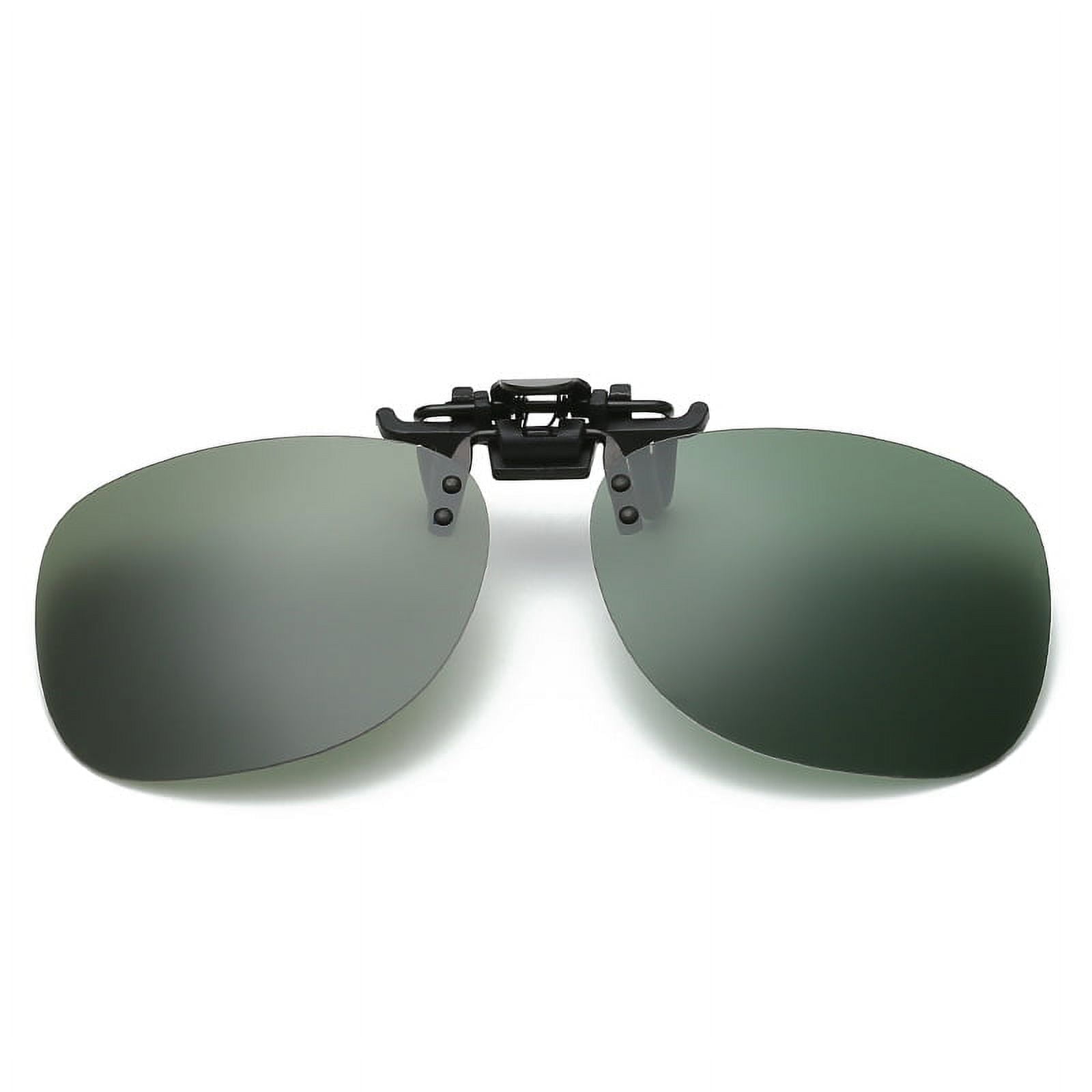 TOP-MAX Polarized Night Vision Sunglasses Clip, Polarized Lens Anti-Glare, Compatible with Most Glasses Frames, Fashionable (1pcs, Dark Green)