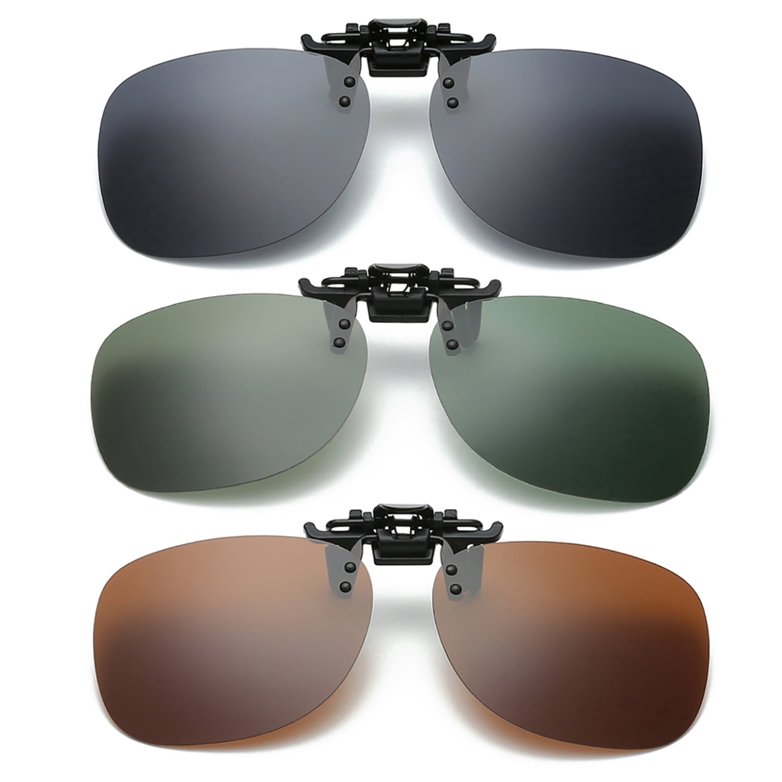 TOP-MAX Polarized Night Vision Sunglasses Clip, Polarized Lens Anti-Glare, Compatible with Most Glasses Frames, Fashionable (3pcs, Mix Colors1)