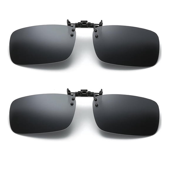 TOP-MAX Polarized Night Vision Sunglasses Polarized Lens Sunglasses Clip for Driving Fishing UV400 (2pcs, Black Gray)