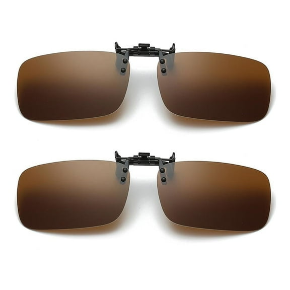 TOP-MAX Polarized Night Vision Sunglasses Polarized Lens Sunglasses Clip for Driving Fishing UV400 (2pcs, Brown)