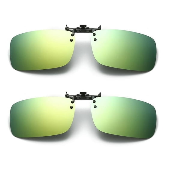 TOP-MAX Polarized Night Vision Sunglasses Polarized Lens Sunglasses Clip for Driving Fishing UV400 (2pcs, Yellow Green)