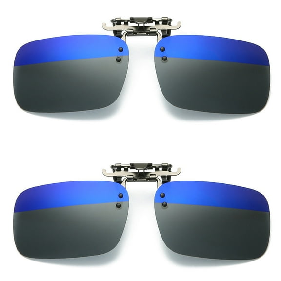 TOP-MAX Polarized Sunglasses Clip, UV Anti-Glare Resistant Night Vision Driving Glasses Clip, Polarized Lens (2pcs, Blue Gray)