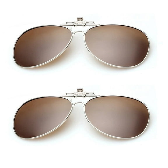 TOP-MAX Polarized Sunglasses Clip with Frame, Polarized Lenses, UV400 Protection, for Men and Women (2pcs, Brown)