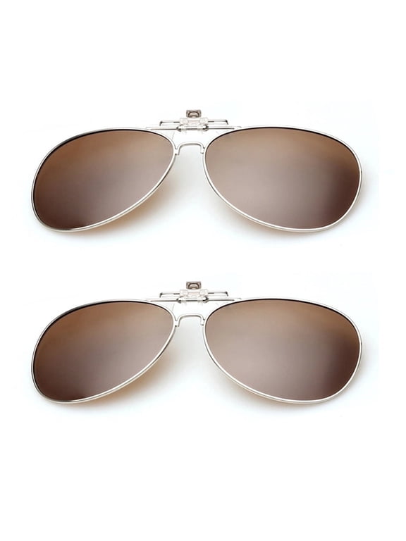 Polarized Sunglasses Clip with Frame, Polarized Lenses, UV400 Protection, for Men and Women (2pcs, Brown)