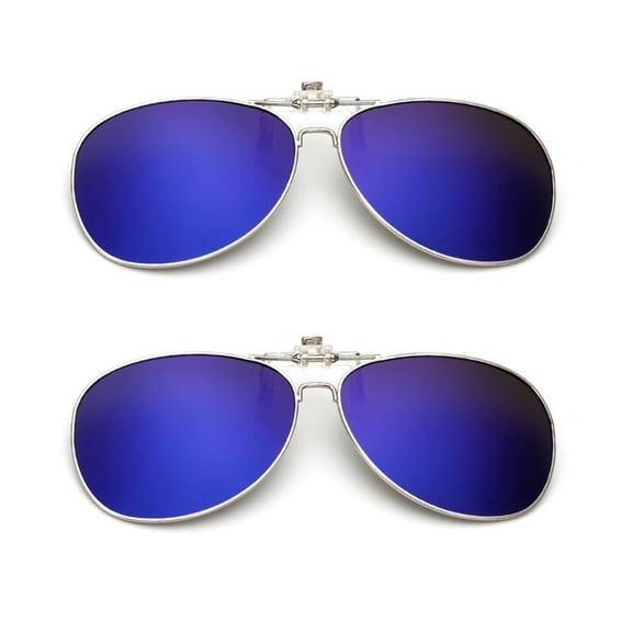 TOP-MAX Polarized Sunglasses Clip with Frame, Polarized Lenses, UV400 Protection, for Men and Women (2pcs, Dark Blue)