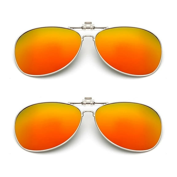 TOP-MAX Polarized Sunglasses Clip with Frame, Polarized Lenses, UV400 Protection, for Men and Women (2pcs, Orange)