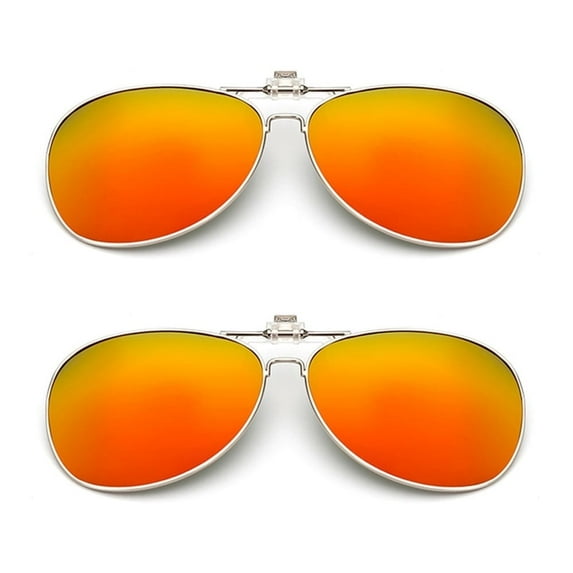 TOP-MAX Polarized Sunglasses Clip with Frame, Polarized Lenses, UV400 Protection, for Men and Women (2pcs, Orange)