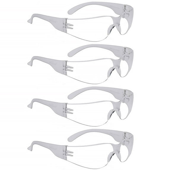 TOP-MAX Safety Glasses PC Glasses HD Lenses Eye Protection for Women Man Laboratory Drilling Indoor and Outdoor ((4PCS, White)