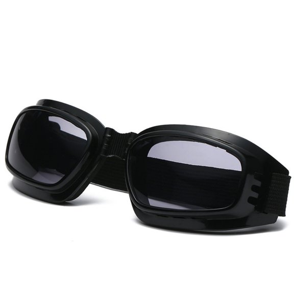 TOP-MAX Ski Windshield Glasses, Protective Glasses, Grey Lenses and TPU Plastic Frame, One Size Adjustable Strap (1pcs)