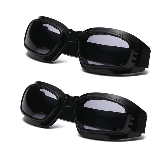 TOP-MAX Ski Windshield Glasses, Protective Glasses, Grey Lenses and TPU Plastic Frame, One Size Adjustable Strap (2pcs)