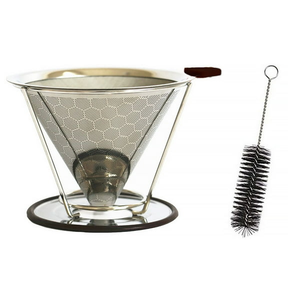 TOP-MAX Stainless Steel Coffee Filter Double-Layer Filter Reusable Drip Coffee Filter (Honeycomb Bracket)