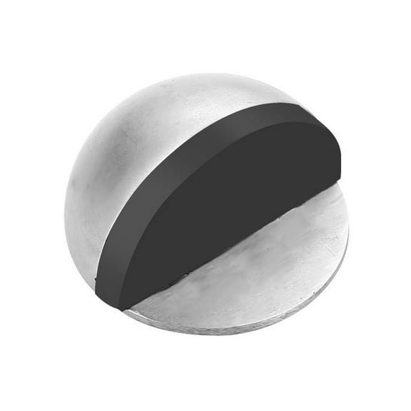TOP-MAX Stainless Steel Floor Door Stopper with Thicken Base Semi-Circle Design No-Punch Rubber Doorstop Silver