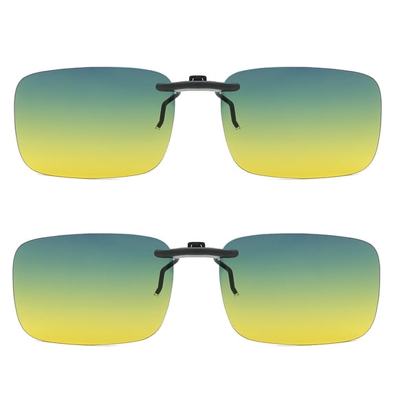 TOP-MAX Sunglasses Clip, UV400 Anti Glare Polarized Night Vision Clip On Driving Glasses for Men and Women, Green (2pcs, M)