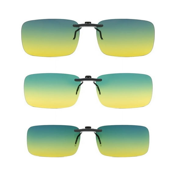 TOP-MAX Sunglasses Clip, UV400 Anti Glare Polarized Night Vision Clip On Driving Glasses for Men and Women, Green (3pcs, L+M+S)