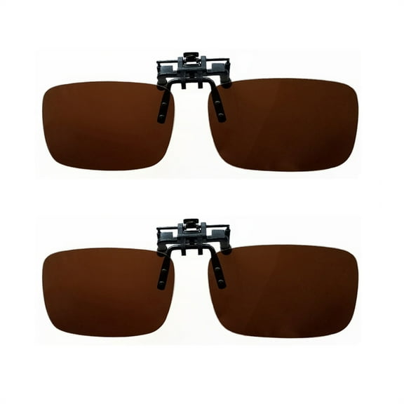 TOP-MAX Sunglsses Clip, Polarized Lens Sunglasses Clip, Clip-on Sunglasses Flip Up, Fashion for Men and Women (2pcs, Coffee)