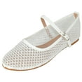 thumbnail image 1 of TOP MODA Dress Shoes Women Rhinestone Mesh Ballet Flats Round Toe Sparkly Mary Jane Strap Lightweight Breathable ROSARIO-1 White 8.5, 1 of 4