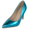 thumbnail image 1 of TOP MODA Shoes Women Stiletto High Heel Classic Pumps Pointed Toe MONROE-1 Turquoise Blue Metallic Patent 10, 1 of 3