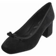 thumbnail image 1 of TOP MODA Women Block Heel Pumps Classic Square Toe Dress Shoes Bow ELBA-88 Black Velvet Suede 7, 1 of 6