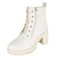 thumbnail image 1 of TOP MODA Women Chunky Thick High Heels Combat Lug Sole Ankle Boots Platform Lace Up Booties Side Zipper Bianca-90 Off White Beige Ivory 8.5, 1 of 4
