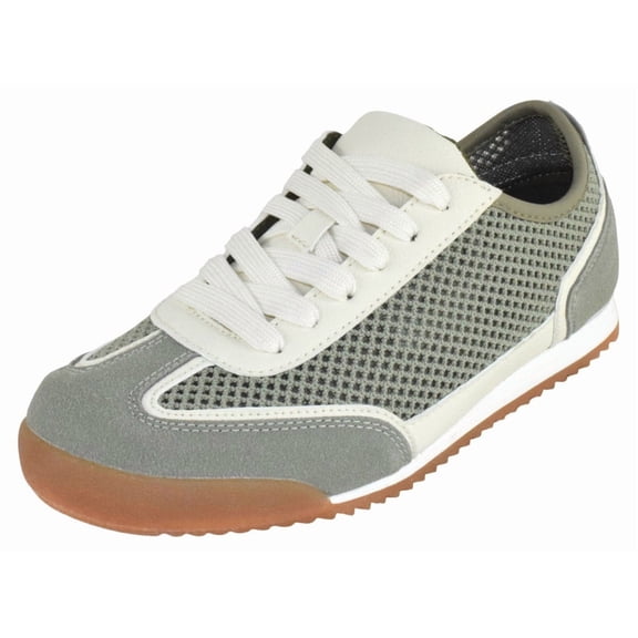 TOP MODA Women Mesh Sneakers Lightweight Breathable Casual Walking Shoes Suede Accents Gum Sole CARLY-1 Olive Green 9