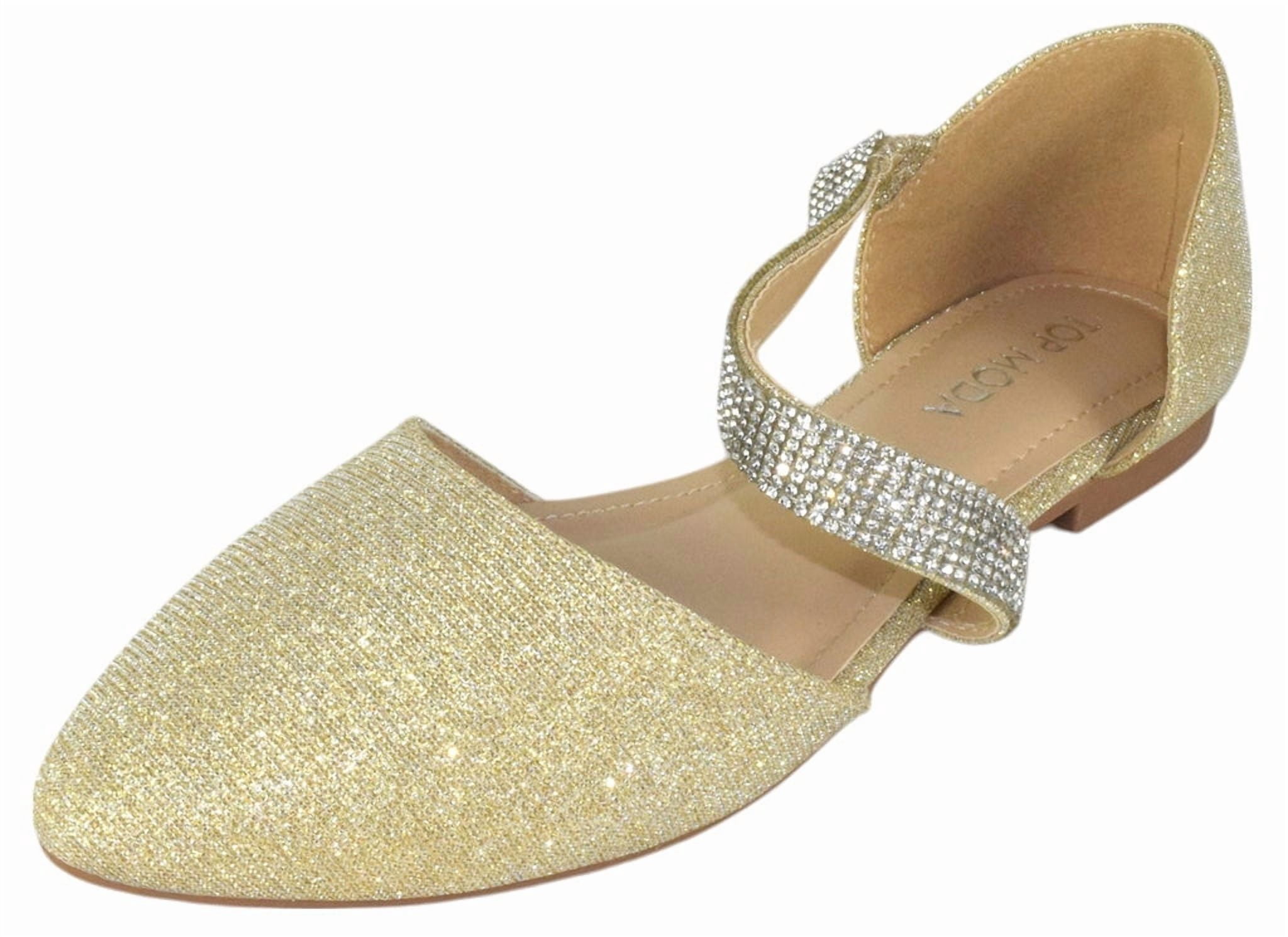 champagne flat dress shoes Elegant Champagne Pearl Rhinestone Satin Wedding Shoes 2021 Pointed Toe Flat Wedding Heels