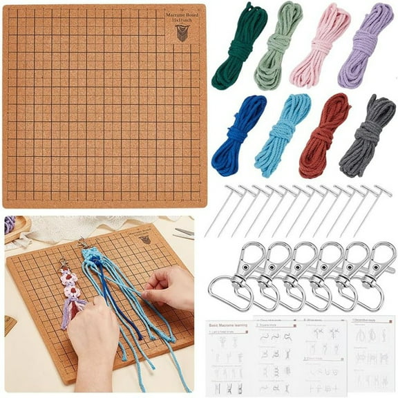 TOP! Macrame Board and Pins,Braiding with Instructions, Cotton Threads Clasps, Kit for Cording Bracelet