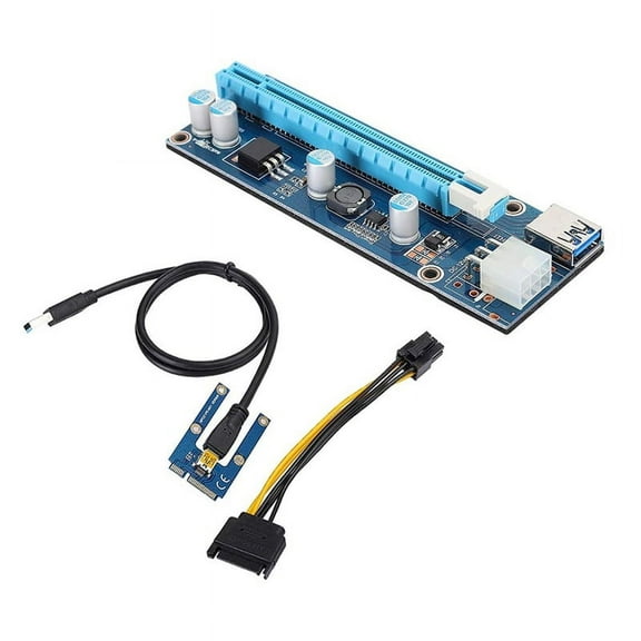 TOP! Mini PCIE 16X Adapter,PCIE to PCI Express16x Extender,with 4 Solid Capacitors and 6Pin Interface,for Video Card Mining