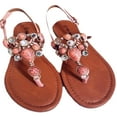 thumbnail image 1 of TOP Moda Berry-9 Women's Embellished Precious Gem Stone Crystal Flat Thong Sandals CORAL 5, 1 of 6