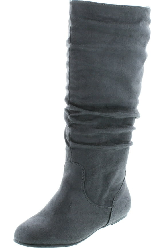 Data-1 Women's Shoes Cute & Comfort Round Toe Flat Heel Slouchy Mid Calf Boot