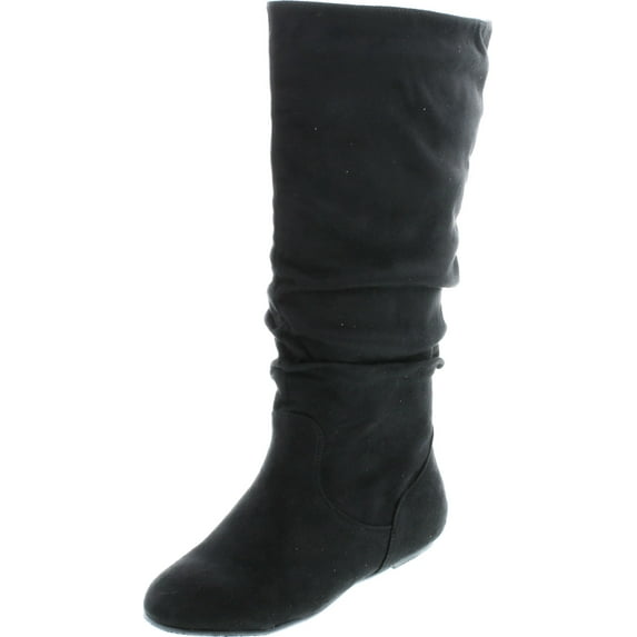 TOP Moda Data-1 Women's Shoes Cute & Comfort Round Toe Flat Heel Slouchy Mid Calf Boot